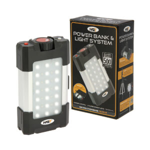The NGT powerbank light rechargeable LED flood and powerbank is perfect for night fishing hunting and camping alike. Shown with box.