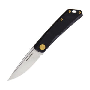 Luna Slip Joint Black showing the blade open with impressive drop point tip.