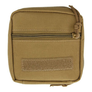 Tan Nylon Molle Pouch on a white background shown from the front.