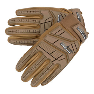 Large sized pair of tan colour protective tactical gloves from surprise manufacturer, Cold Steel. Shown on a white background.