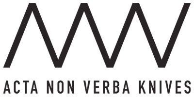 Acta Non Verba Knife Maker logo. It's a clever play on the letters ANV designed as a continuous up down wave/lline. 