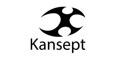 Kansept logo with conceptual spikey blade shape graphic. 