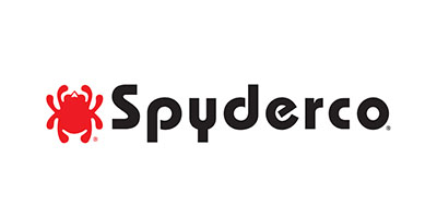Spyderco Logo with red bug graphic on white background.